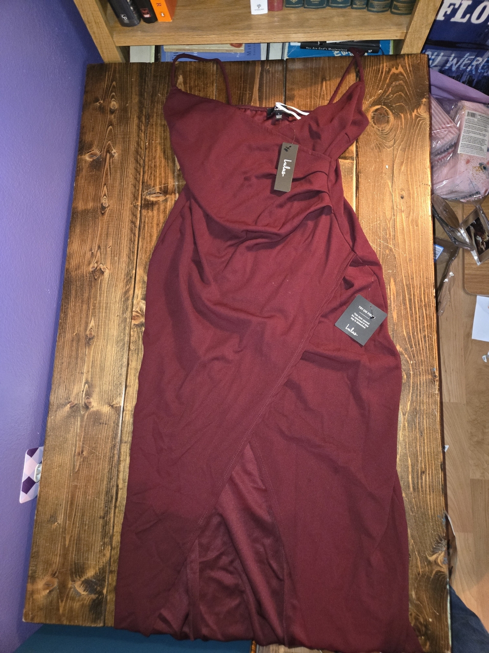 Lulu's Women's Burgundy Wrap Maxi Dress